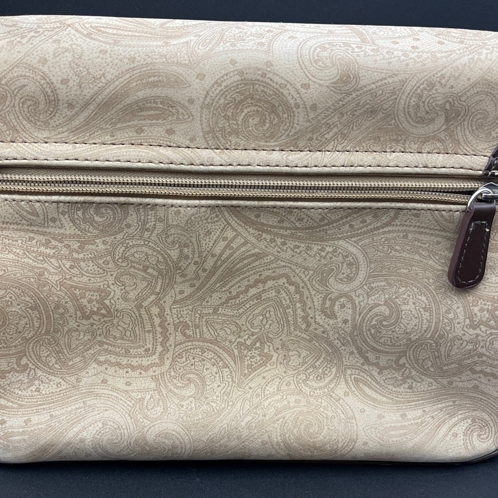 Liz Claiborne Shoulder Bag Beige Brown Paisley Print Handbag Leather Trim NWOT - Picture 2 of 12
